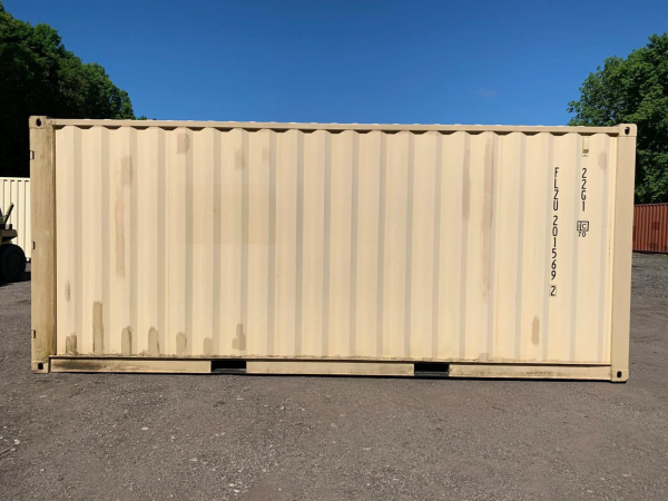 20′ x 8′ x 8.5′ Tall– Wind and Watertight **Off Rent** Used Shipping / Storage Container – Beige | Off Rent Shipping Container